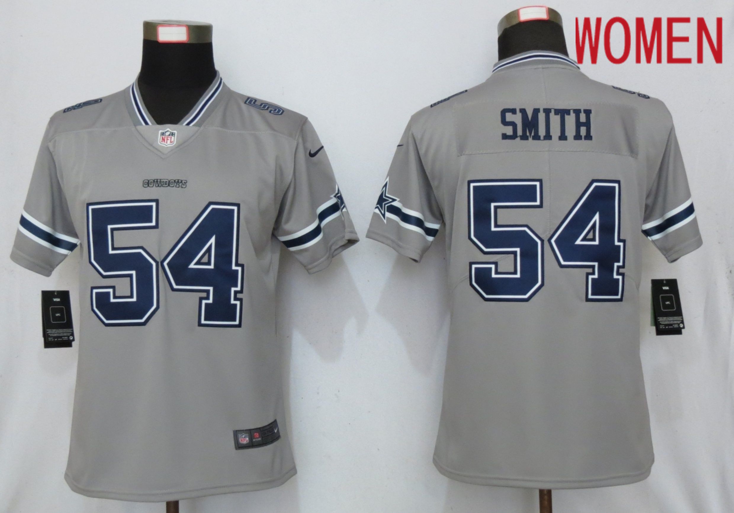 Women Dallas Cowboys #54 Smith 2019 Vapor Untouchable Nike Gray Inverted Elite Playe NFL Jerseys